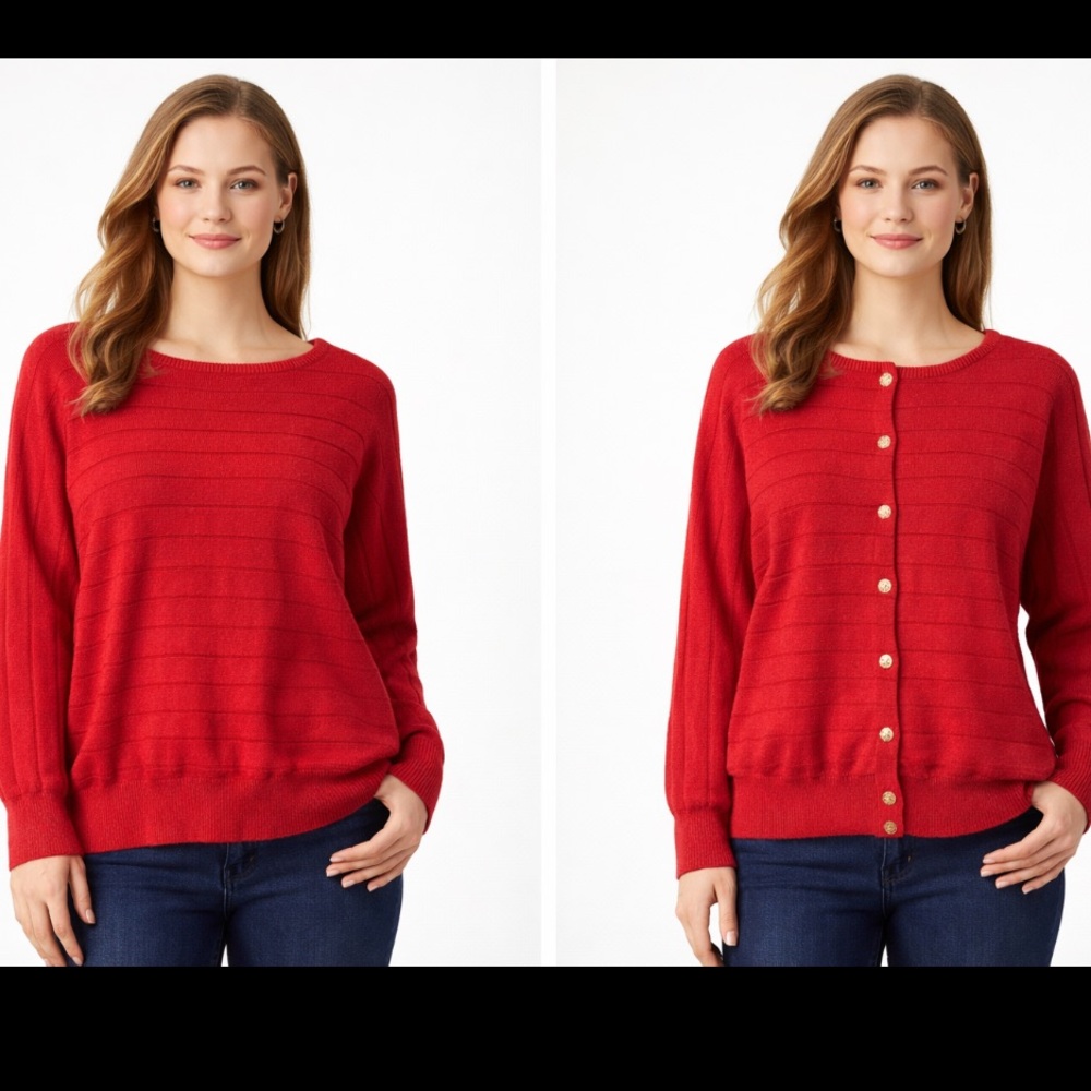 Vintage 100% Cashmere Snow Lotus Cardigan Size Large (42)